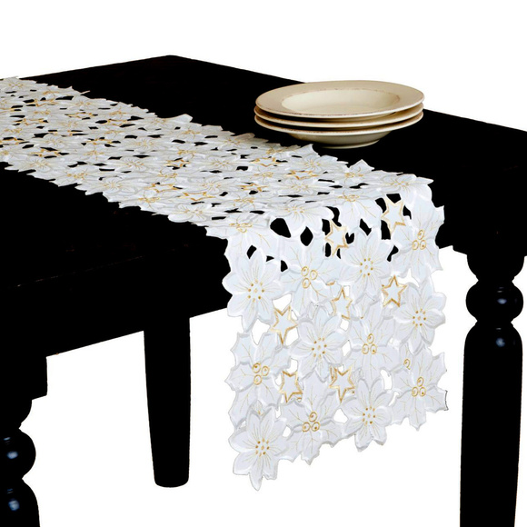 NWT Flor de Navida Ivory Cutwork Table Runner - Picture 3 of 3